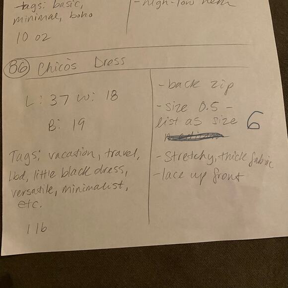 Chicos Dress Black Dress Lace Up Front Zip Up Back Midi Short Sleeve Womens 6 - Picture 10 of 10